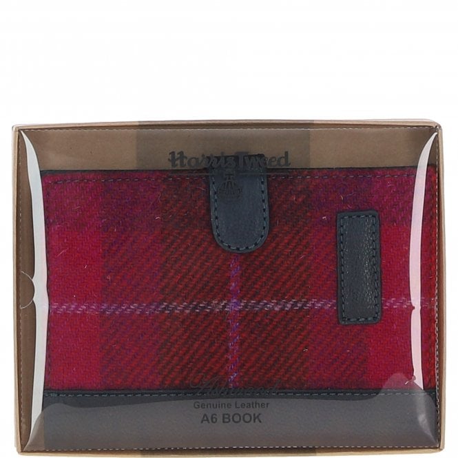 Ashwood Leather Ashwood Leather & Harris Tweed A6 Notebook Navy/Pink: TW-18-06-NP