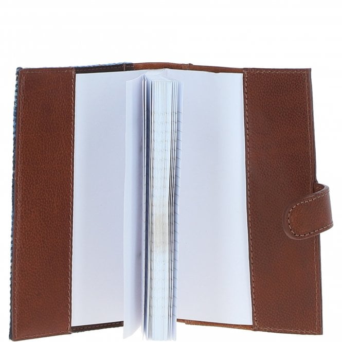 Ashwood Leather Ashwood Leather & Harris Tweed A6 Notebook Tan/LT Blue: TW-18-05-TB