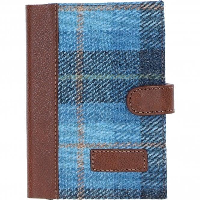 ashwood leather Ashwood Leather & Harris Tweed A6 Notebook Tan/LT Blue: TW-18-05-TB