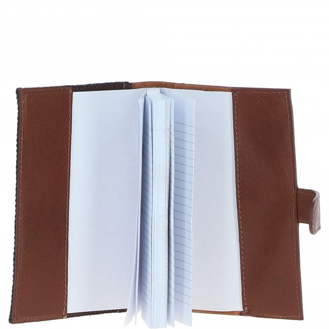 Ashwood Leather Ashwood Leather & Harris Tweed A6 Notebook Tan/Navy: TW-18-011-TN