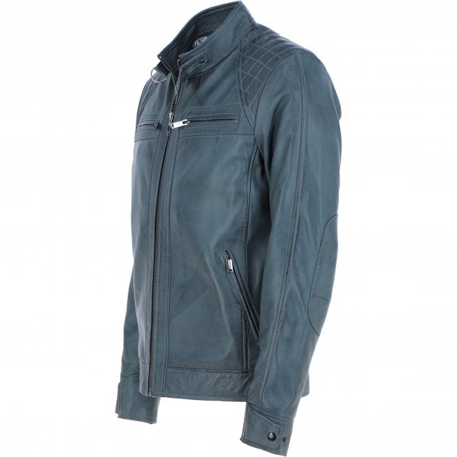 Ashwood Leather Leather Biker Jacket Grey : Bronx