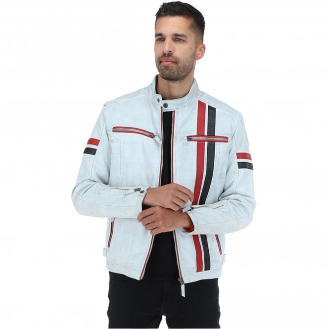 Ashwood Leather Leather Biker Jacket White : Berlin