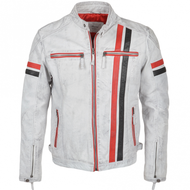 ashwood leather Leather Biker Jacket White : Berlin