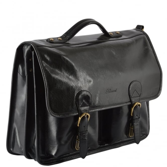 Ashwood Leather Leather Briefcase Black/vt : 8190