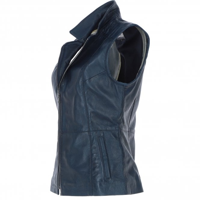 Ashwood Leather Leather Gilet Navy : Nola