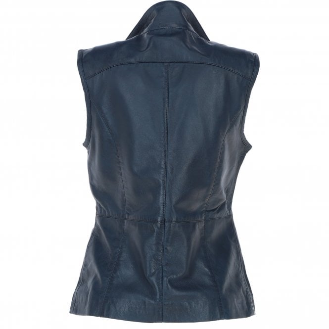 Ashwood Leather Leather Gilet Navy : Nola