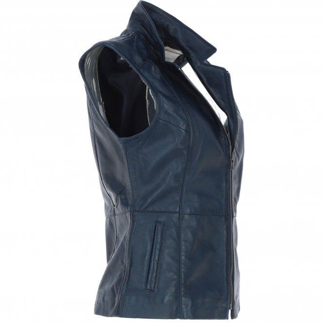 Ashwood Leather Leather Gilet Navy : Nola