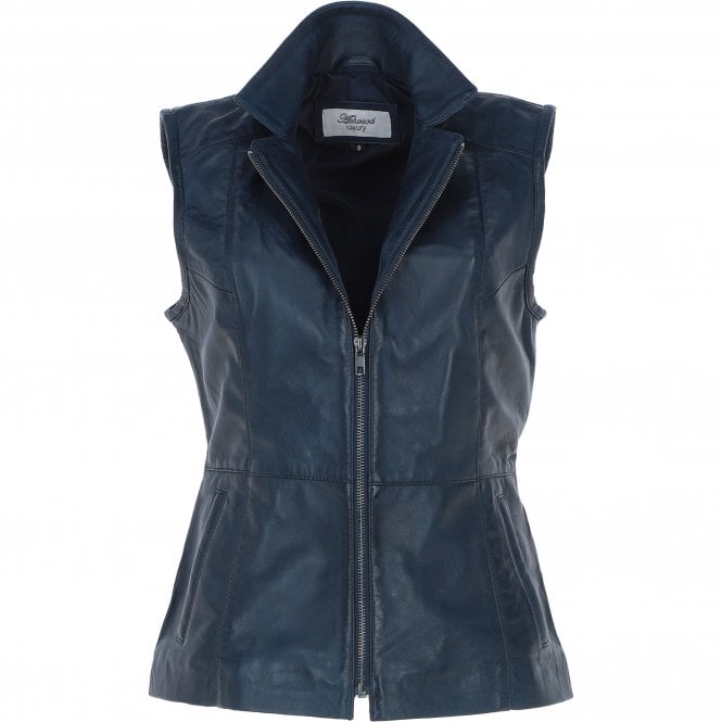 ashwood leather Leather Gilet Navy : Nola