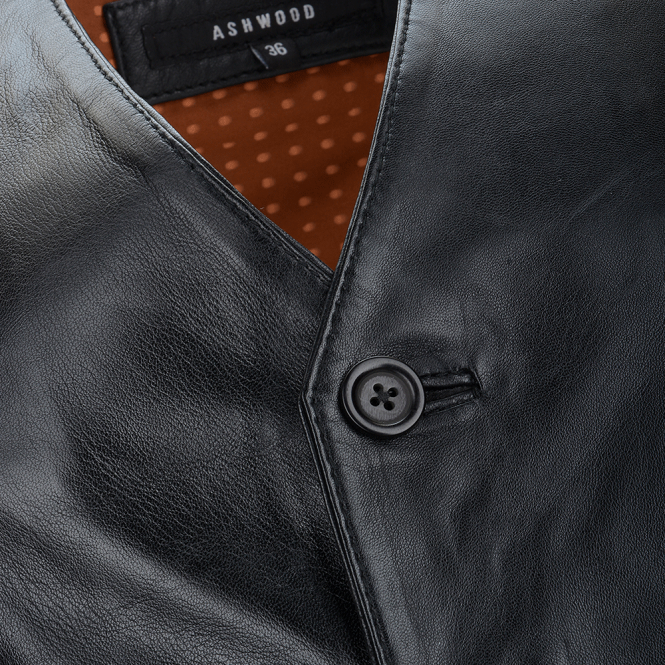 Ashwood Leather Leather Waistcoat Black : Tudor