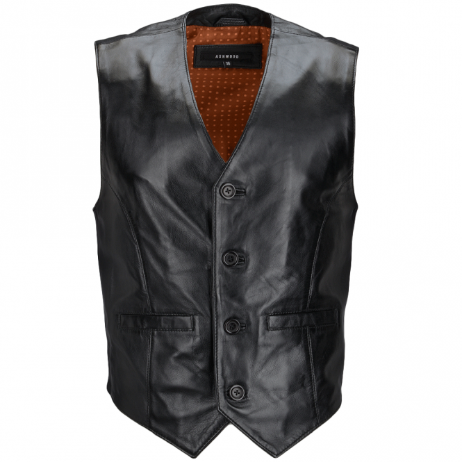ashwood leather Leather Waistcoat Black : Tudor
