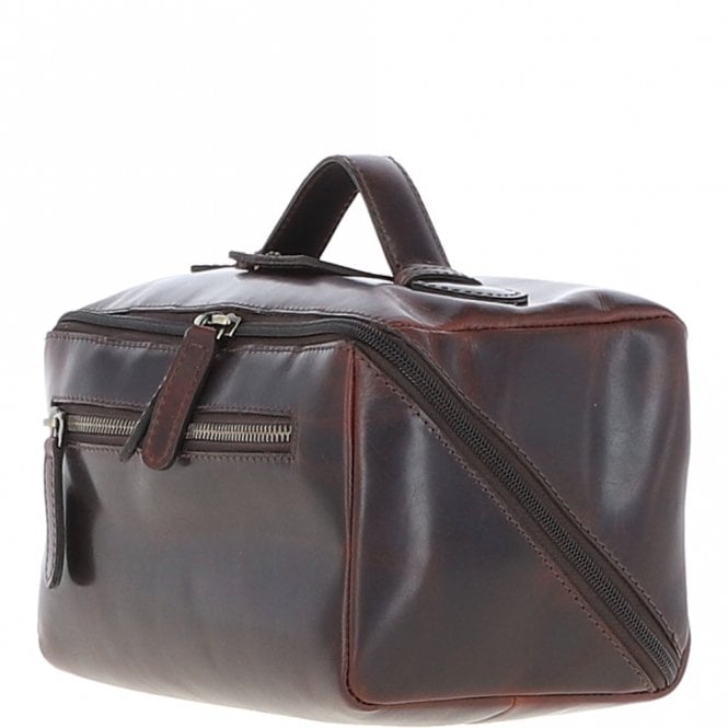 Ashwood Leather Leather Washbag Brown: K-49