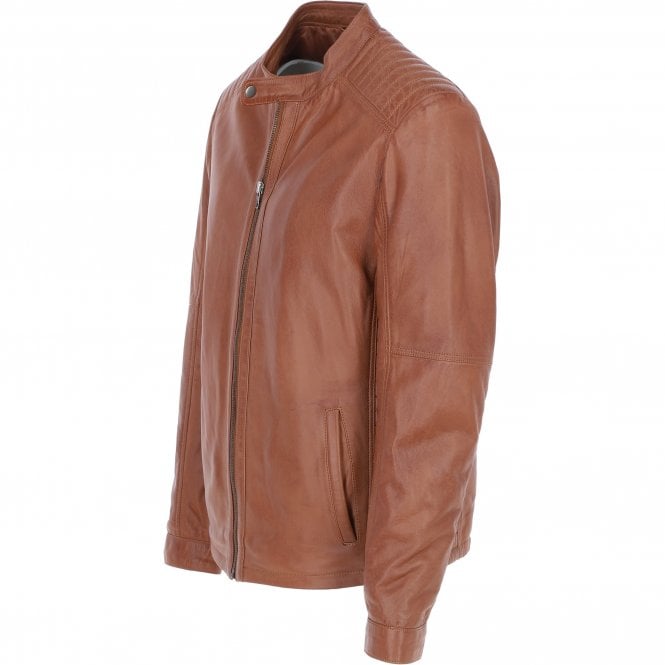 Ashwood Leather Ashwood Leather Mandarin Collar Men's Biker Jacket Tan: E-16110