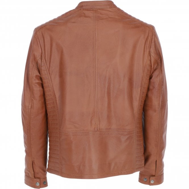 Ashwood Leather Ashwood Leather Mandarin Collar Men's Biker Jacket Tan: E-16110