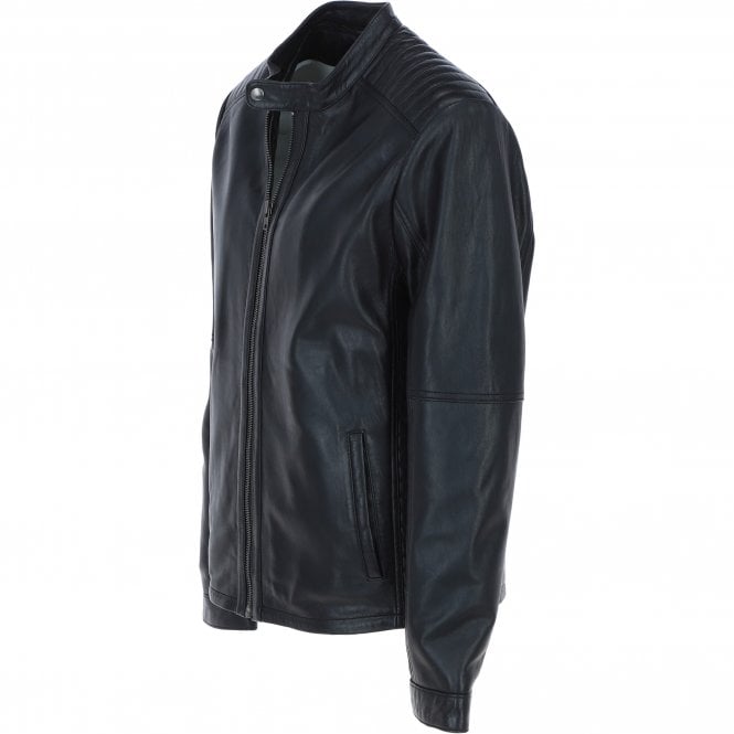 Ashwood Leather Ashwood Leather Mandarin Collar Men's Biker Jacket Black: E-16110
