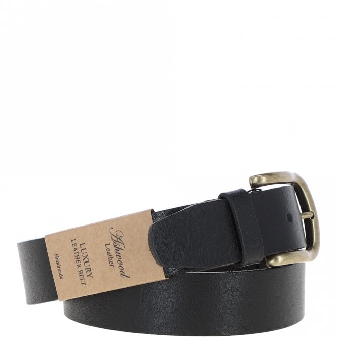 Ashwood Leather Mens Leather Belt Black: MB-107