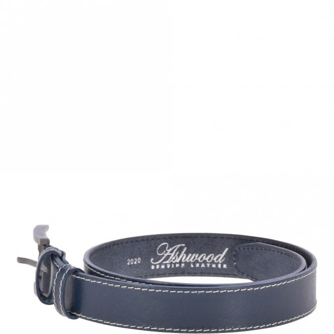 Ashwood Leather Mens Leather Belt Navy: AB-02