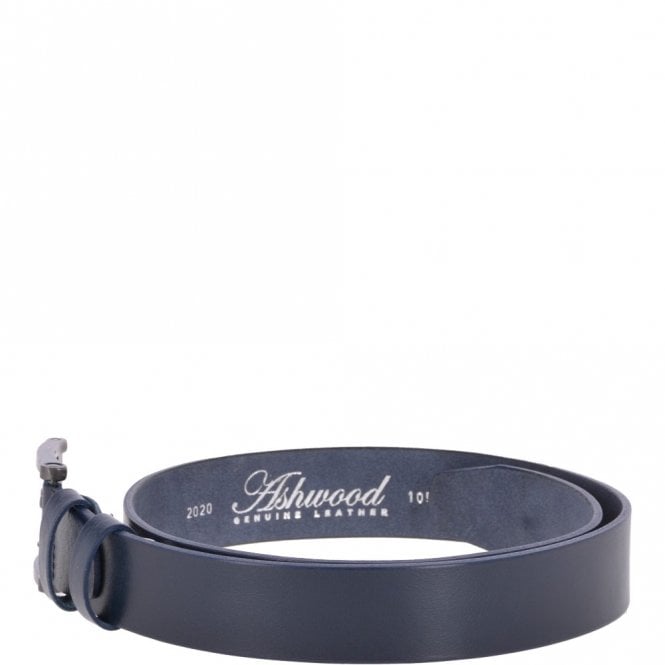 Ashwood Leather Mens Leather Belt Navy: AB-07