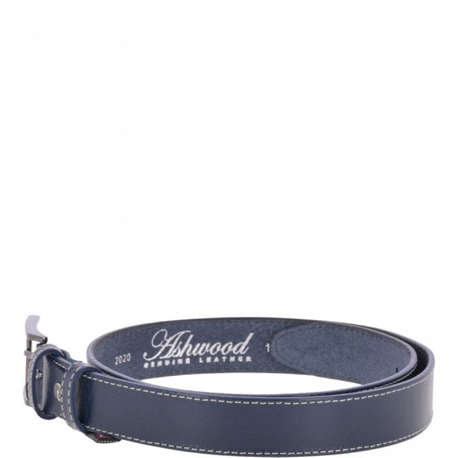 Ashwood Leather Mens Leather Belt Navy: AB-12
