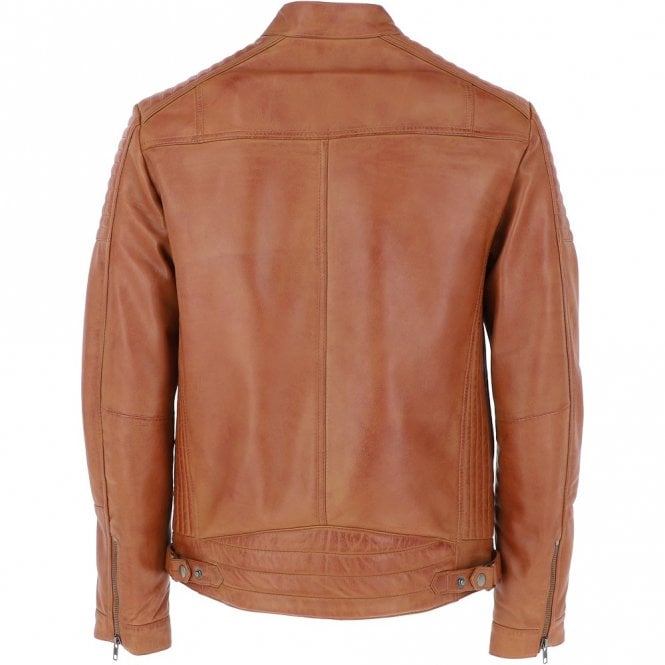 Ashwood Leather Mens Leather Biker Jacket Tan: Axel