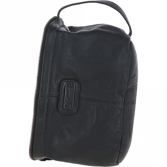 Ashwood Leather Mens Leather Wash Bag Black : Duff