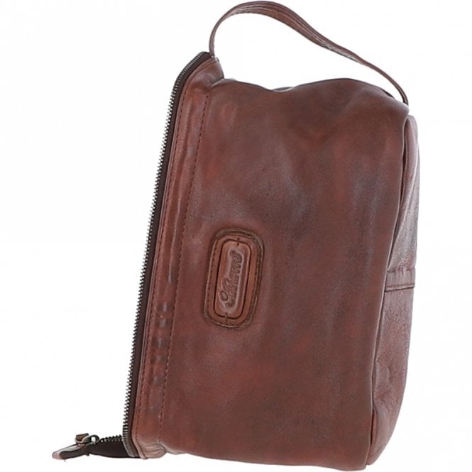 Ashwood Leather Mens Leather Wash Bag Brandy : Duff