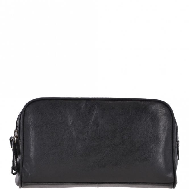 Ashwood Leather Mens Leather Washbag Black : G-37