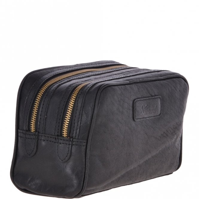 Ashwood Leather Mens Leather Washbag Black : G-37