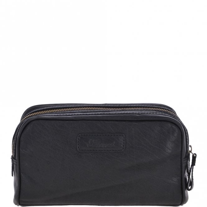 ashwood leather Mens Leather Washbag Black : G-37