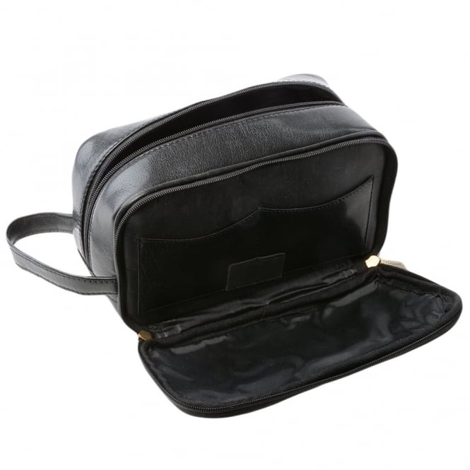 Ashwood Leather Mens Leather Washbag Black/vt : 2080