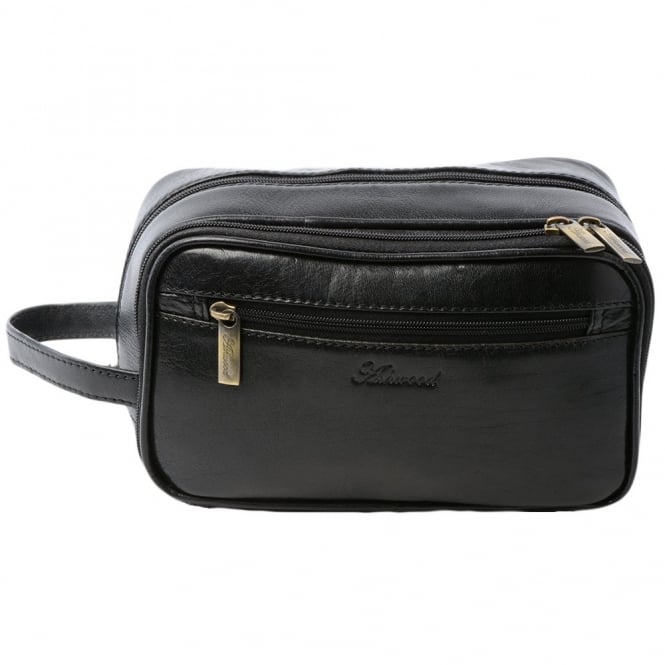 Ashwood Leather Mens Leather Washbag Black/vt : 2080