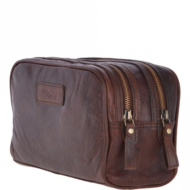 Ashwood Leather Mens Leather Washbag Brandy : G-37