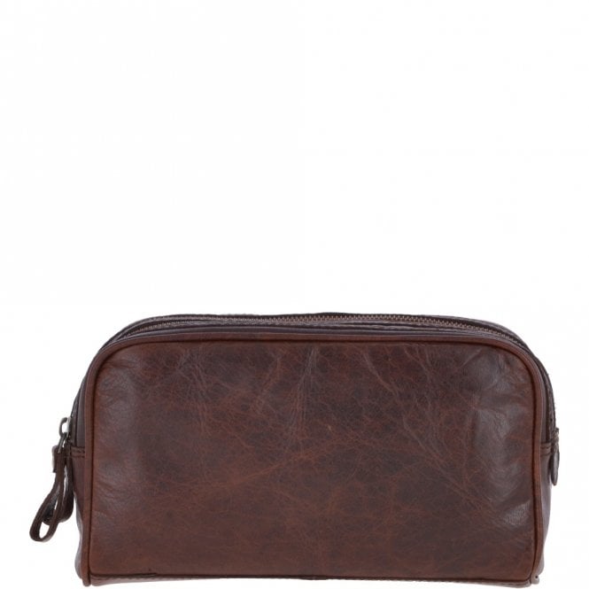Ashwood Leather Mens Leather Washbag Brandy : G-37