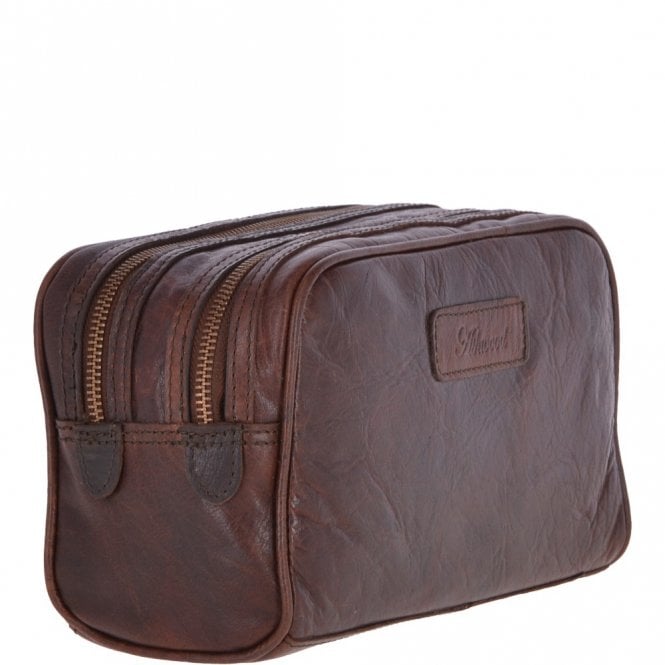 Ashwood Leather Mens Leather Washbag Brandy : G-37