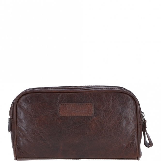 ashwood leather Mens Leather Washbag Brandy : G-37