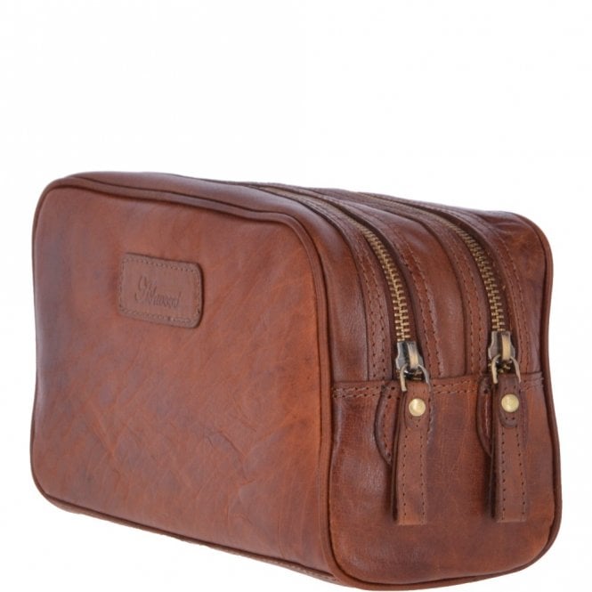Ashwood Leather Mens Leather Washbag Tan : G-37
