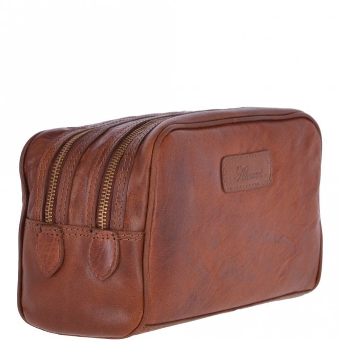 Ashwood Leather Mens Leather Washbag Tan : G-37