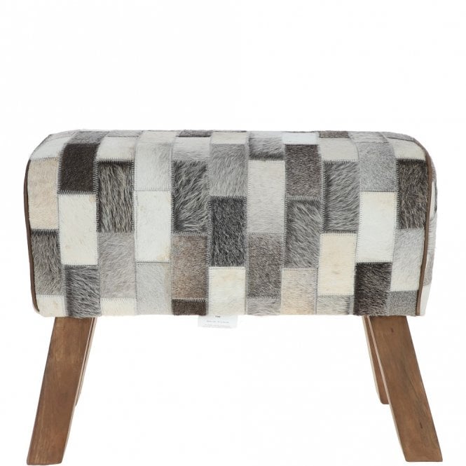 Ashwood Leather Ashwood Leather Patchwork Hide Stool Medium Multi: KI-013