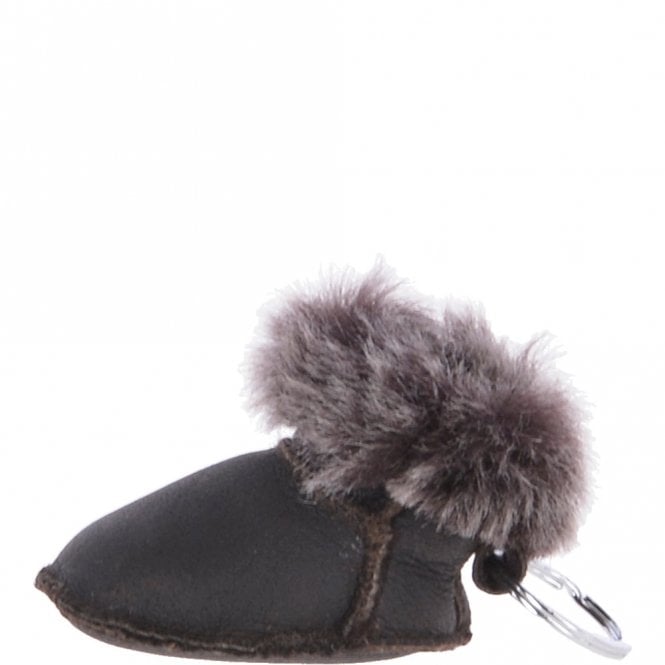 Ashwood Leather Sheepskin Boot Key Ring : Brown/nap