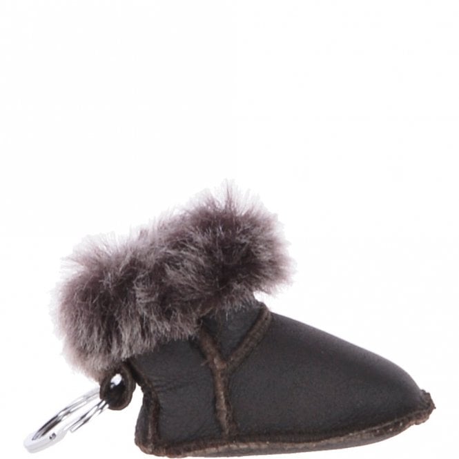 ashwood leather Sheepskin Boot Key Ring : Brown/nap