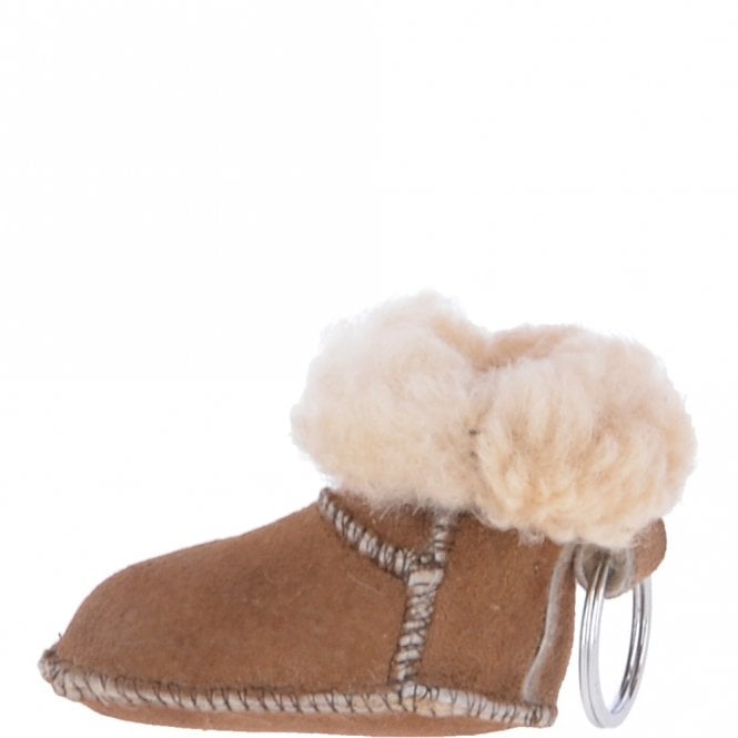 Ashwood Leather Sheepskin Boot Key Ring : Tan Multi