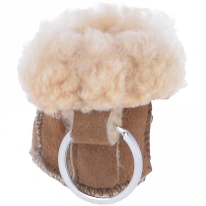 Ashwood Leather Sheepskin Boot Key Ring : Tan Multi