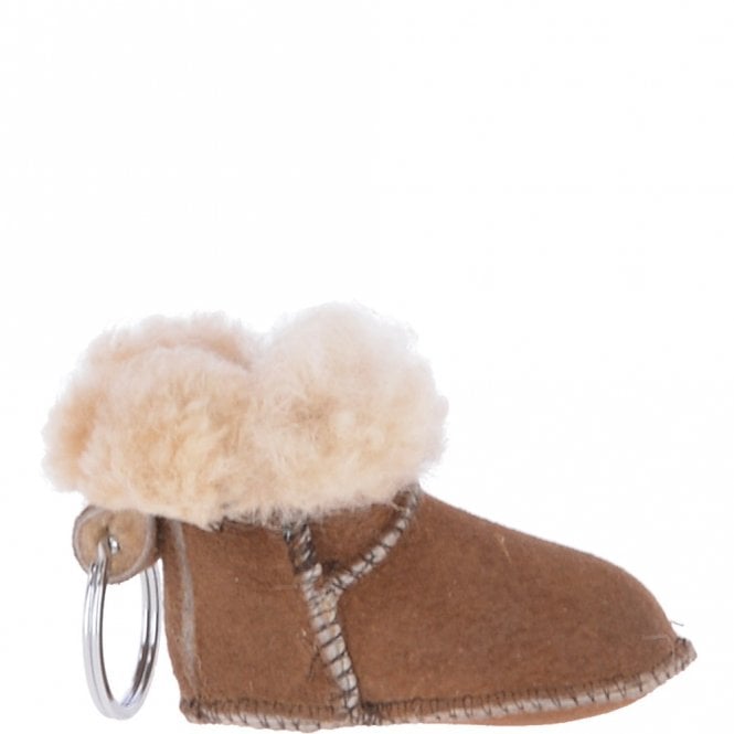 ashwood leather Sheepskin Boot Key Ring : Tan Multi