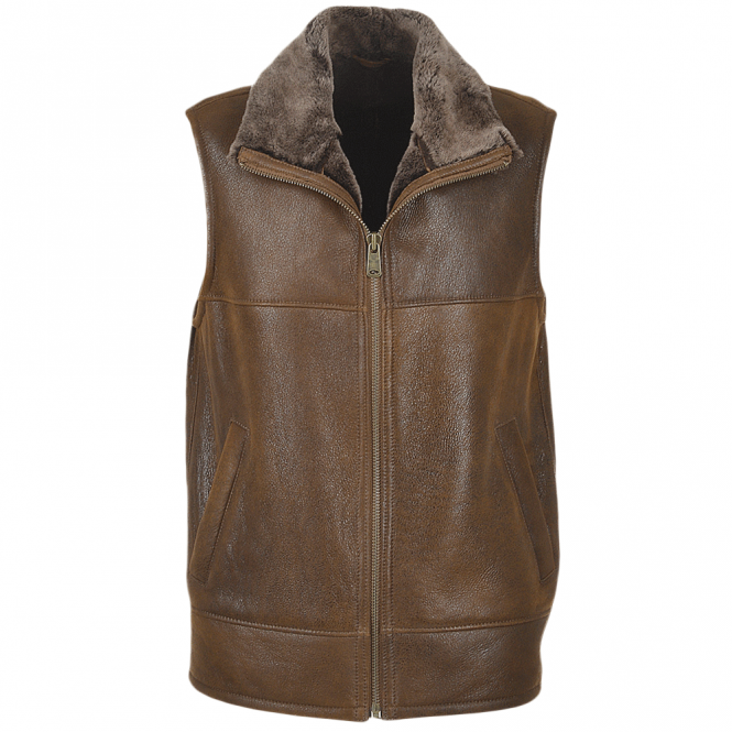 ashwood leather Sheepskin Gilet Tobacco : Norden