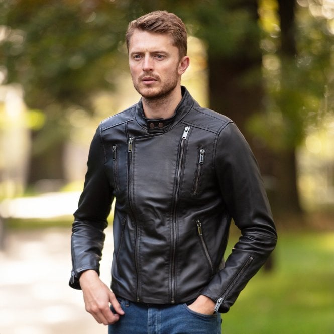 Ashwood Leather Ashwood Leather Side Zip Biker Jacket Black: AWL-103