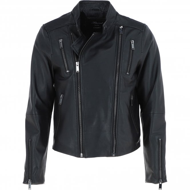 ashwood leather Ashwood Leather Side Zip Biker Jacket Black: AWL-103