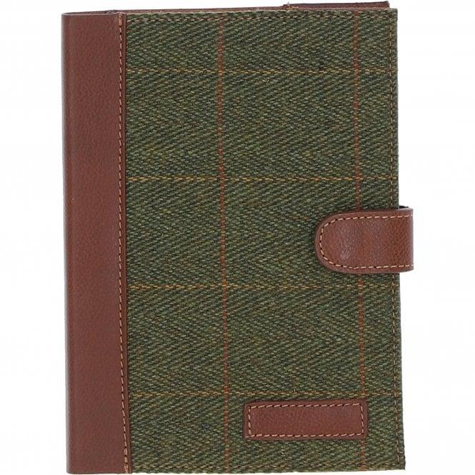 ashwood leather Ashwood Leather & Tweed A5 Notebook Tan/Green Check: TW-19-010-TGNH