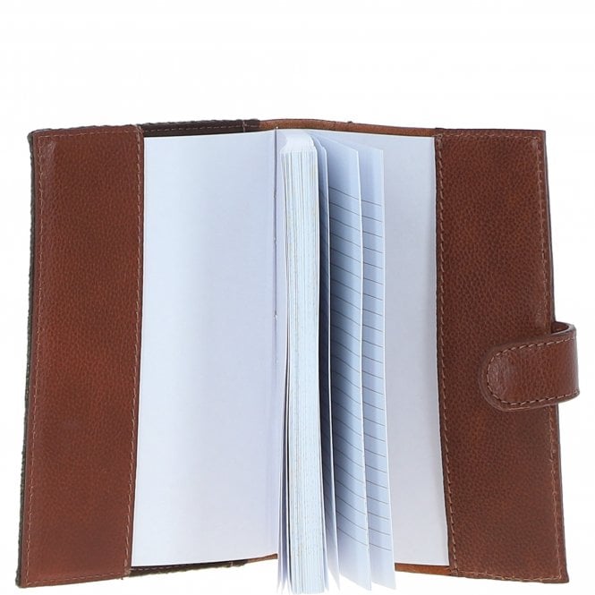 Ashwood Leather Ashwood Leather & Tweed A6 Notebook Tan/Green Check: TW-18-010-TGNH