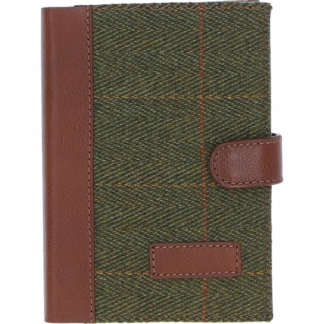ashwood leather Ashwood Leather & Tweed A6 Notebook Tan/Green Check: TW-18-010-TGNH