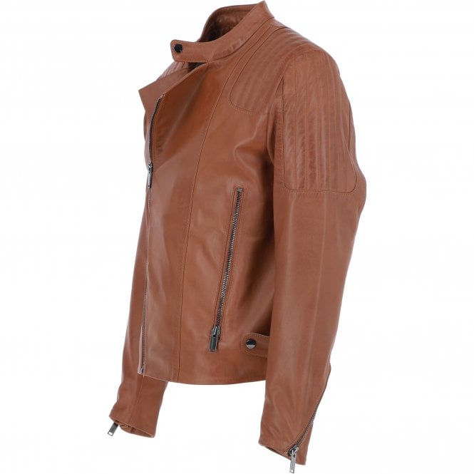 Ashwood Leather Ashwood Leather Vegetable Tanned Side Zip Biker Jacket - Tan: AWM-1716