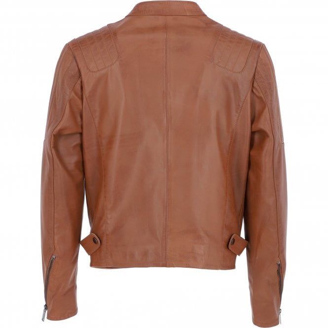 Ashwood Leather Ashwood Leather Vegetable Tanned Side Zip Biker Jacket - Tan: AWM-1716